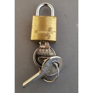 Vintage Brinks Hardened Miniature Luggage Padlock w/Keys - 1-3/8" x 3/4"- works